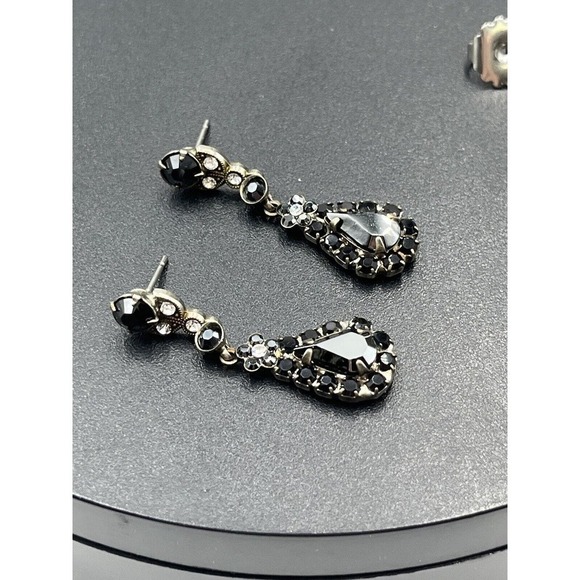 Sorrelli Beautiful‎ Vintage Black Crystal Silver Tone Dangle Earrings - Picture 13 of 15